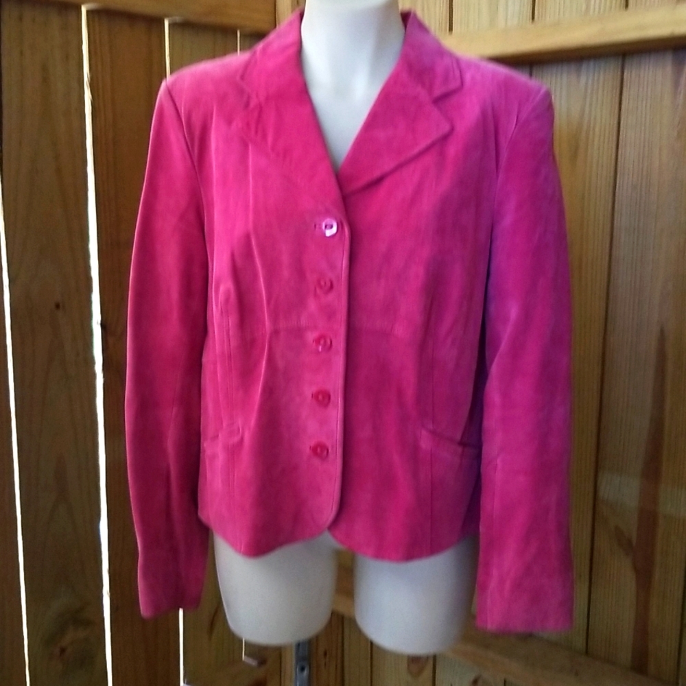 Pink Suede Blazer/hip pockets/lined/ L Final Chance